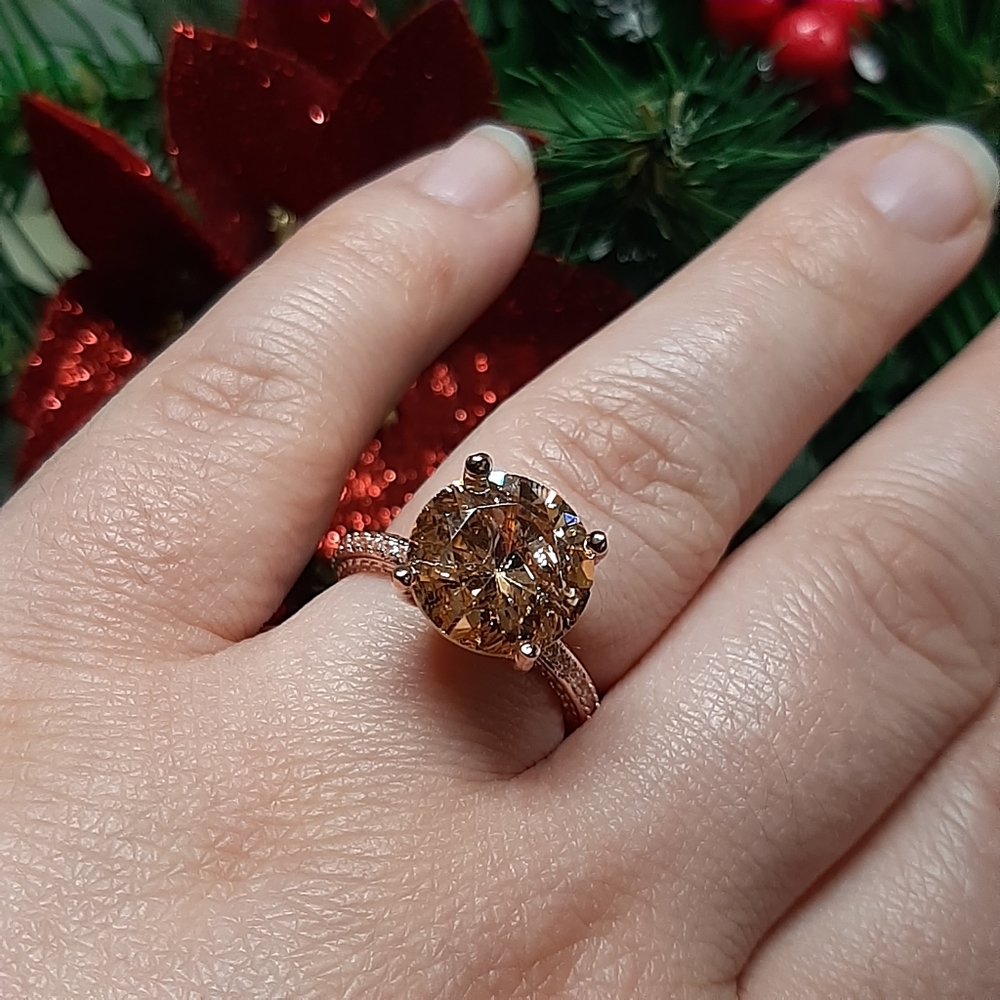 Champagne Cubic Zirconia Ring - Picture 9 of 11